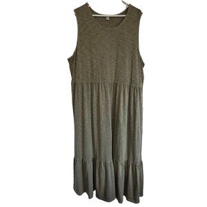 Old Navy Women's XXL Linden Green Sleeveless Midi Dress Ruffle Prairiecore